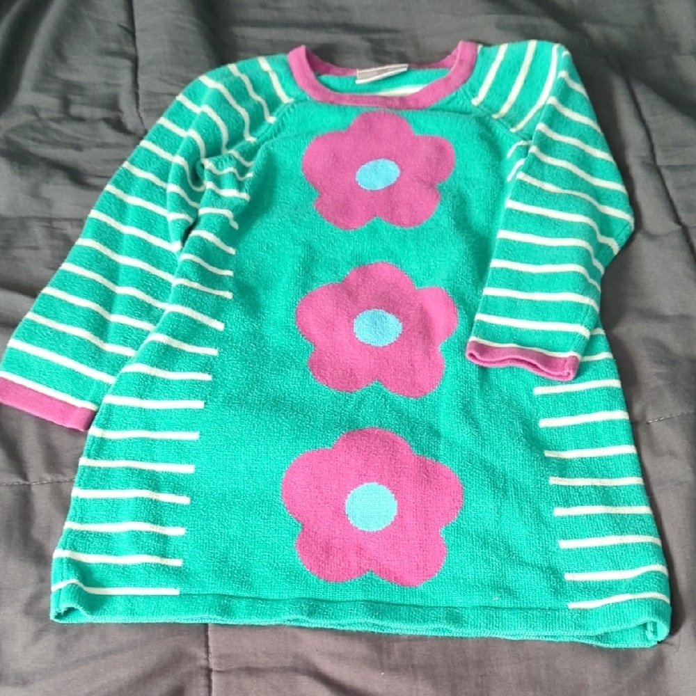 Green and Purple Striped Floral Dress